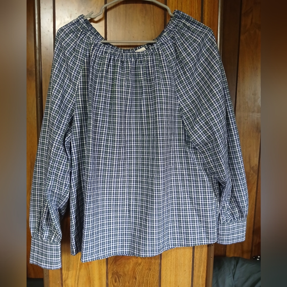 LOFT Plaid Shirt in Blue and Green